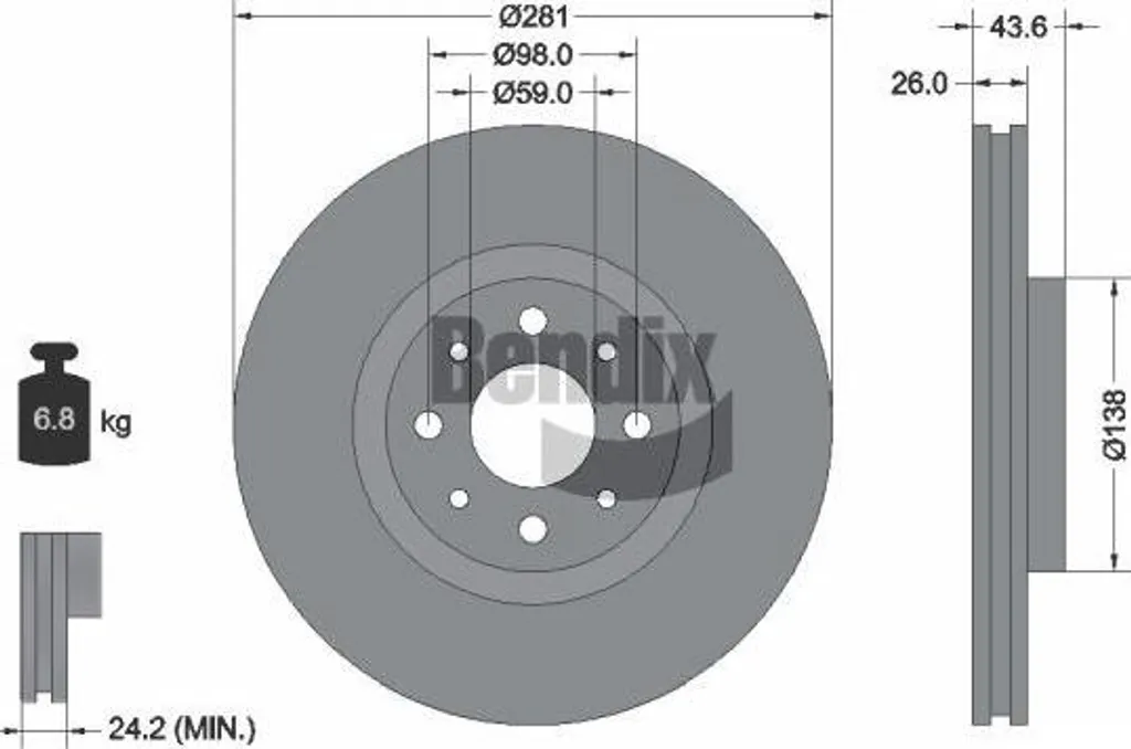 Disque de frein haute performance BENDIX BDS1134 compatible 6001073184