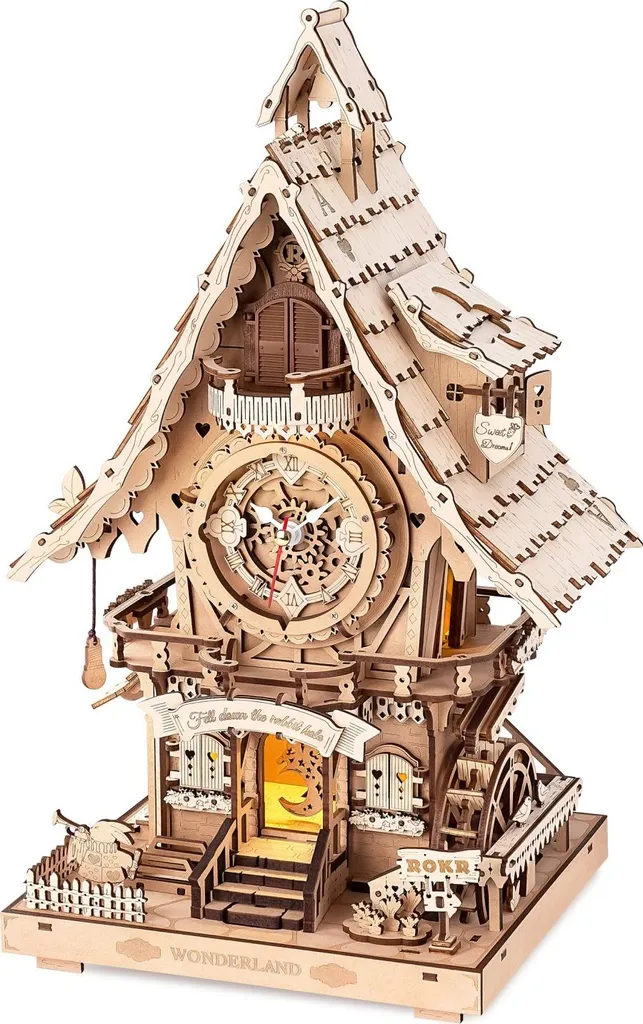 Cadeau Idéal : Puzzle 3D Horloge Coucou ROKR en bois de 435 pièces