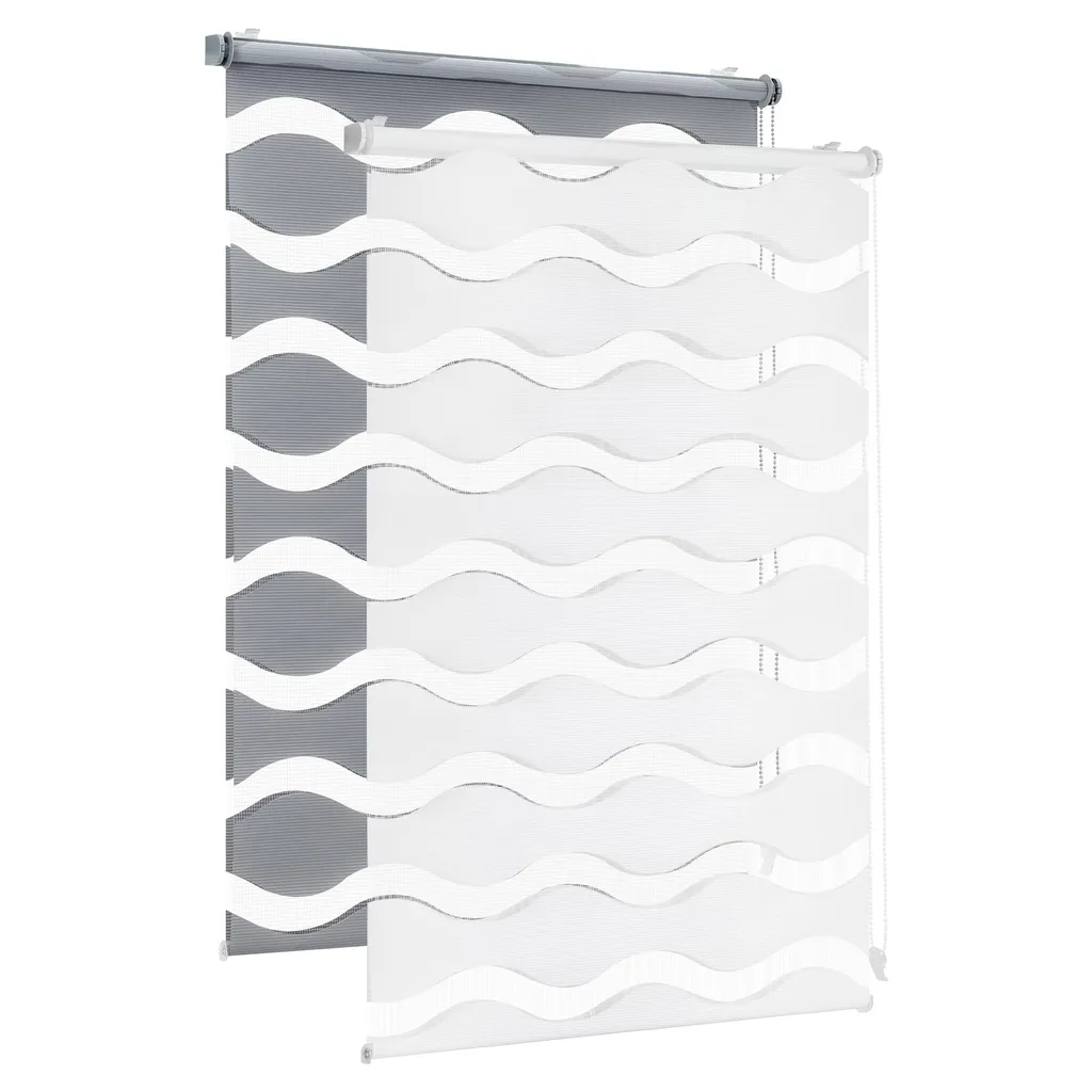 Store Duo jour nuit vagues blanc 85x150 cm rideau enrouleur moderne