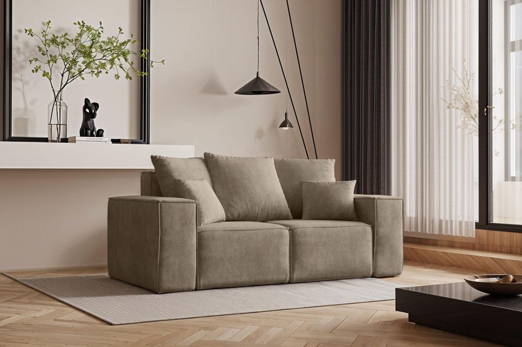 Kaiser Möbel Sofa, Zweisitzer Couch ELLA, Stoff Noel, Beige