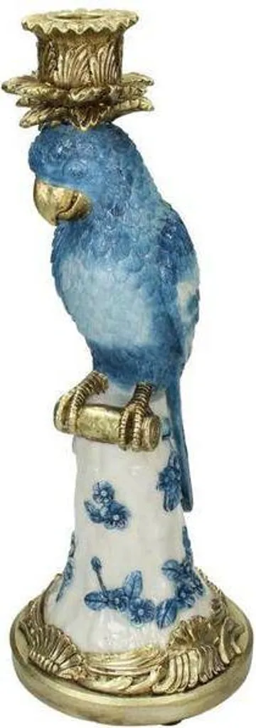 Portacandele Uccello Blu Poliresina 36 cm - Figura Artistica Tavola