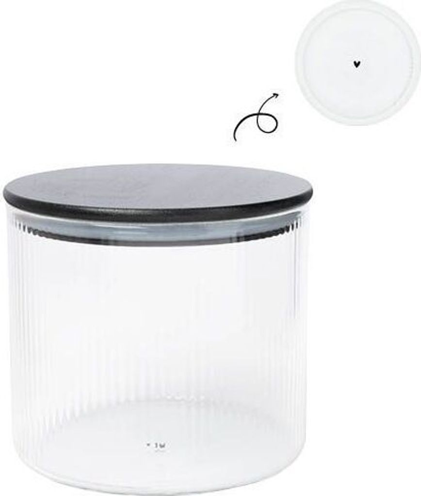 Vorratsdose RIBBED mit Streifen aus Glas H. 11cm Bastion Collections