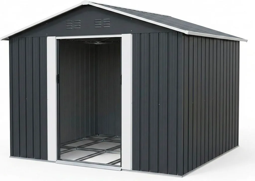 Fornorth Remise à outils 5.29m2 en métal gris anthracite avec double porte