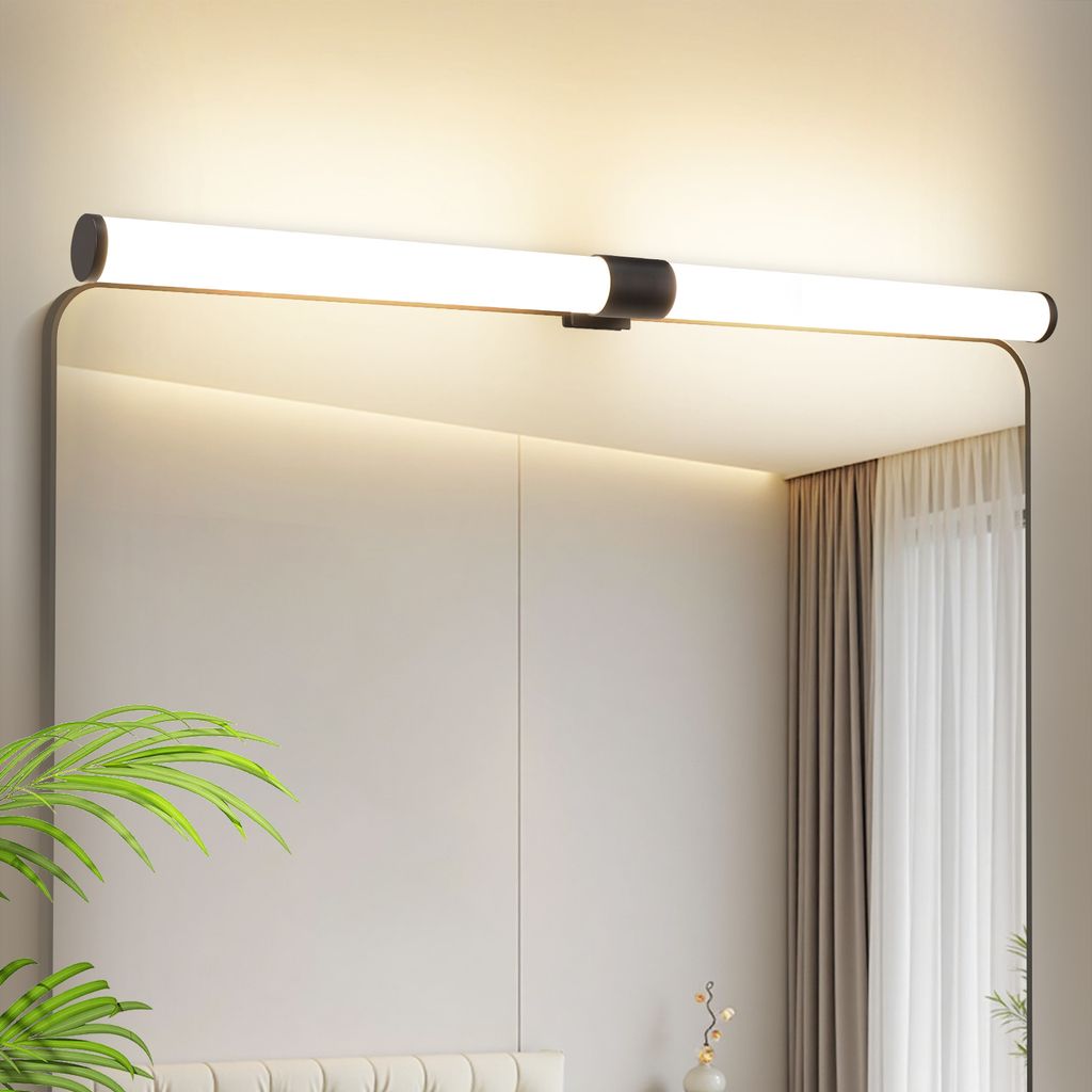 ZMH Spiegelleuchte LED Wandlampe 60CM Schwarz Wand 8W Klemmbar IP44 Wandleuchte 4000K Neutralweiß Modern