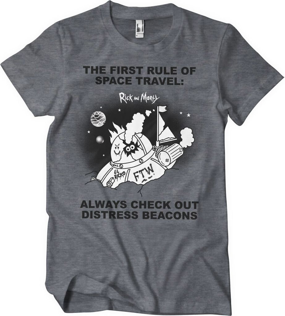 Rick And Morty - Distressed Beacons T-Shirt - Large - DarkHeather