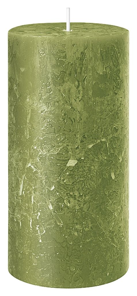Stumpenkerze - Olivgrün - Paraffinwachs - 7 x 8 cm - Produktbild 