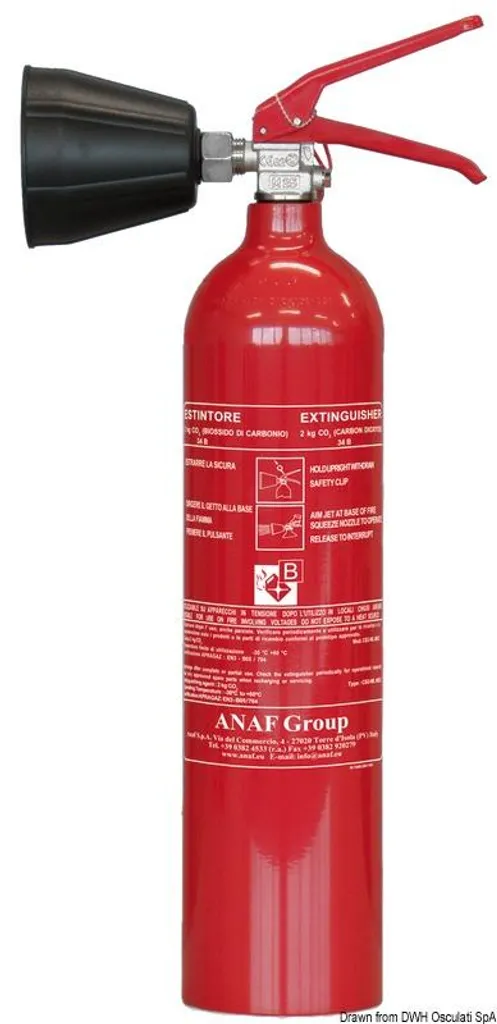 Extincteur CO2 2kg Solas MED - Éteindre un Feu sans Endommager l'Électronique