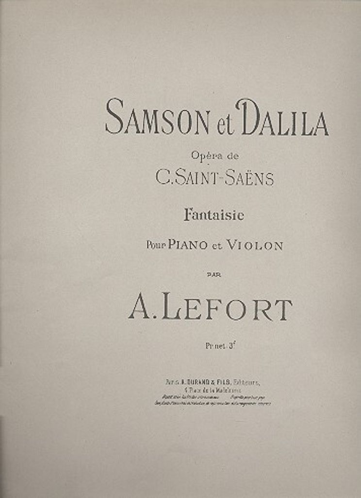 Samson et Dalila fantaisie pour violon et piano