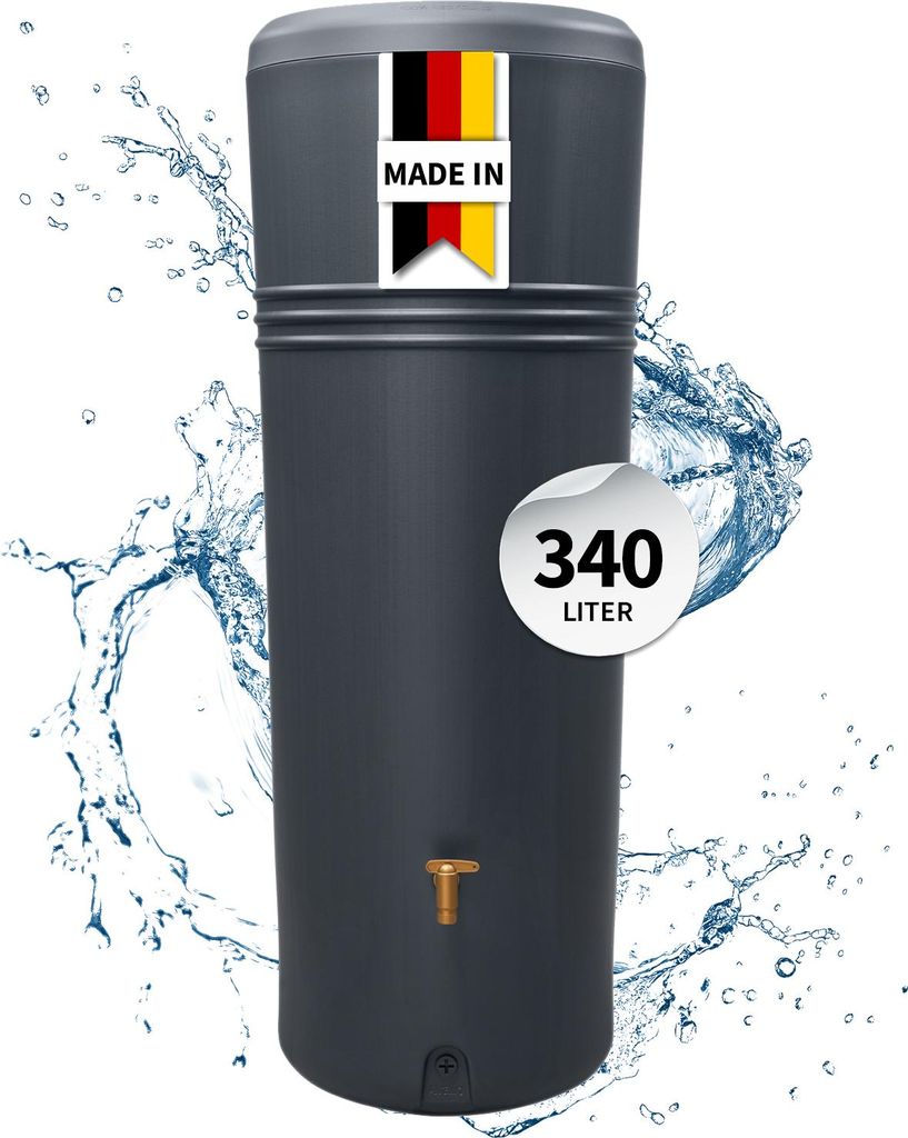 4rain AZURA 2in1 bepflanzbare Regentonne 340 Liter graphite Produktbild 