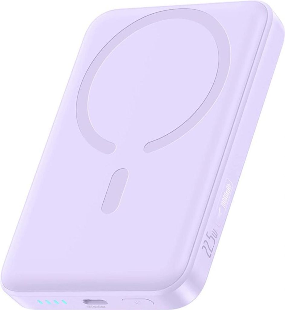 Magnetische externe Batterie Baseus EnerFill FM11 mit 10000 mAh, 22,5 W schnellem kabellosem Laden, lila + 60 W USB-Type-C-Kabel, 30 cm