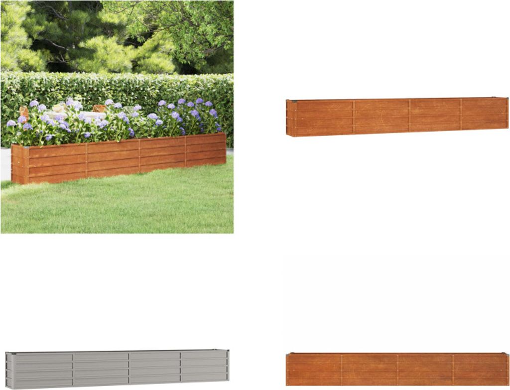 vidaXL Hochbeet Rostig 320x40x45 cm Cortenstahl - Hochbeet - Garten Hochbeet - Blumenkasten - Frühbeet