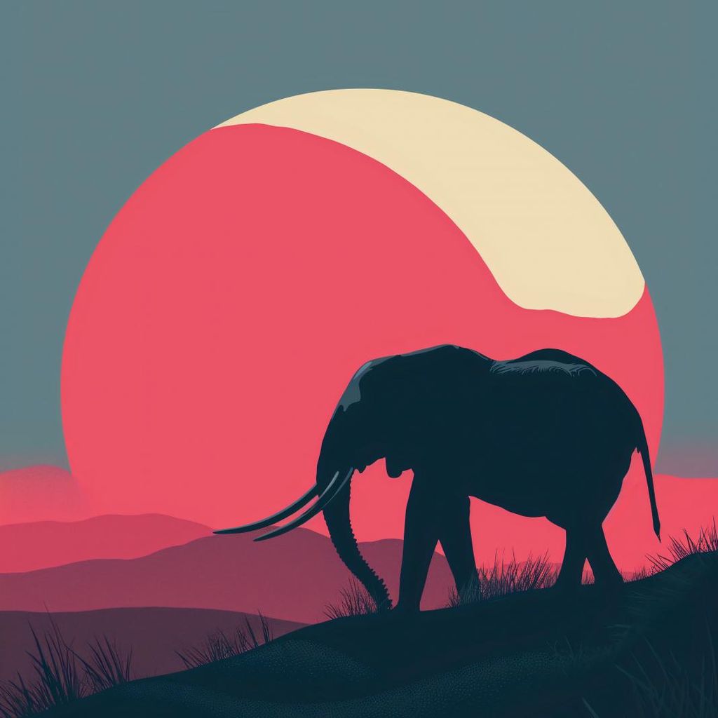 Plakat 20x20cm Elefant bei Rot