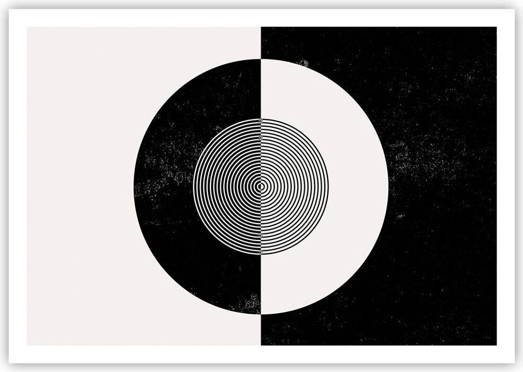 Poster - Poster ohne Rahmen - Abstraktion Rad Schwarz und Weiß - 100x70 cm - Wand Bild - Wanddeko - Wandbilder - Kunstposter - Wandposter - Bilder...