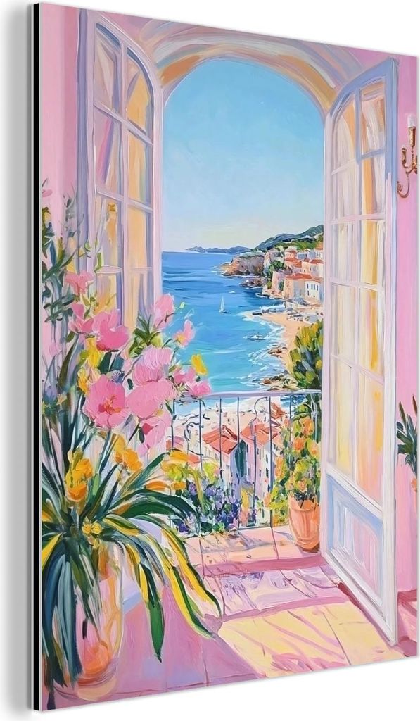 MuchoWow Wanddekoration Metall Metallbild Wandkunst 30x40 cm Rosa - Außen - Farbe MuchoWow Aluminium Gemälde - Bilder