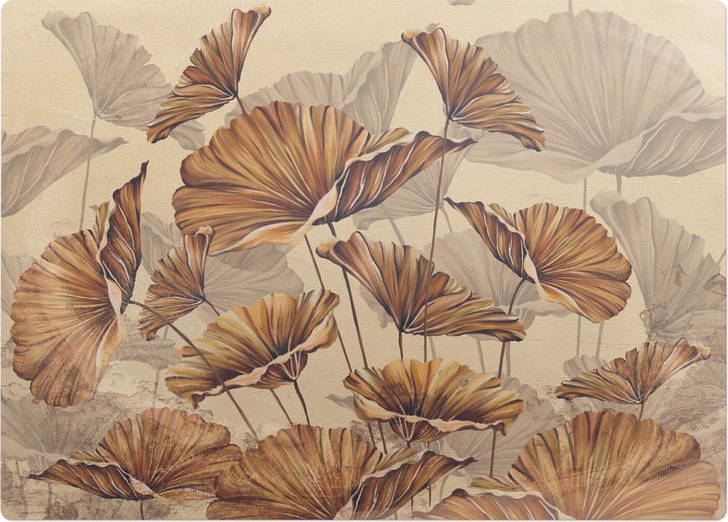 Blumen in Sepia – Bodenschutzmatte – Stuhlunterlage 140x100 cm – Rutschfest – Hartbodenmatte