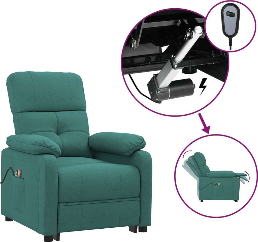 vidaXL Elektrischer Massagesessel Dunkelgrün Stoff