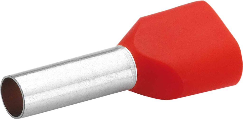 Zwillings-Aderendhülse, isoliert, 2 x 10,0 mm², 26 mm, rot (Pack à 100 Stück)