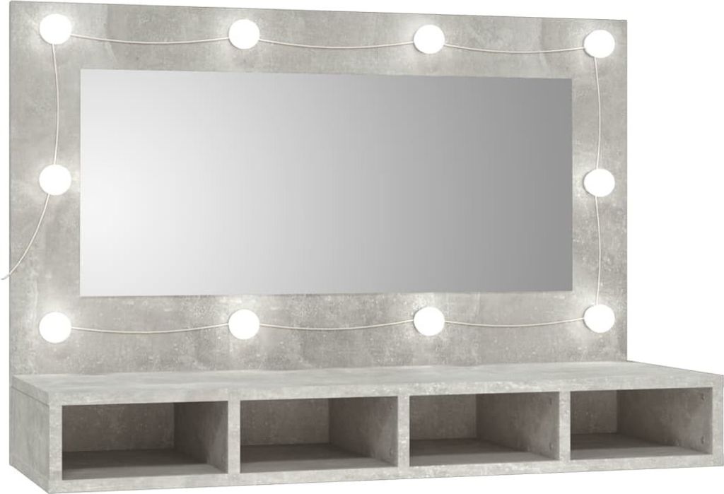 vidaXL Specchio con LED grigio cemento 90x31,5x62 cm Immagine del prodotto 