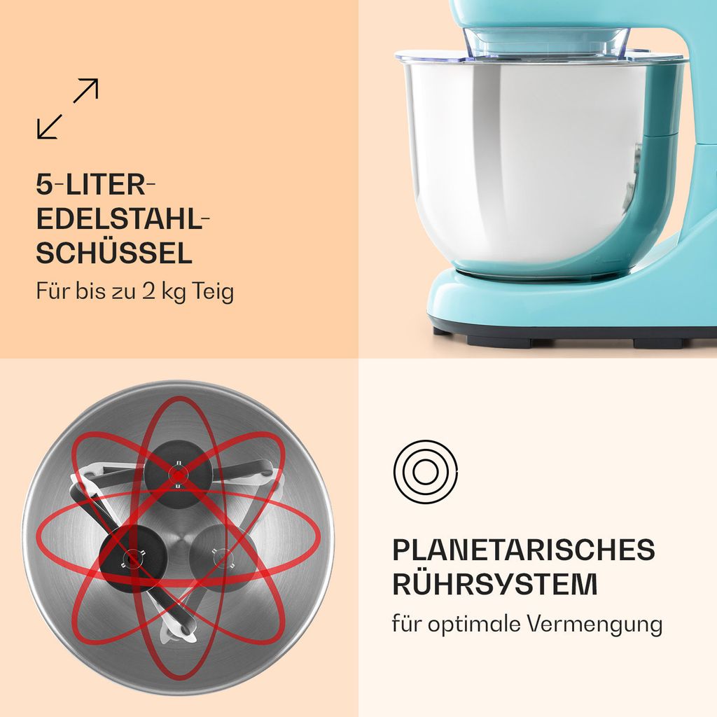 Klarstein Knetmaschine Küchenmaschine zum Backen, 1300W Produktbild 4