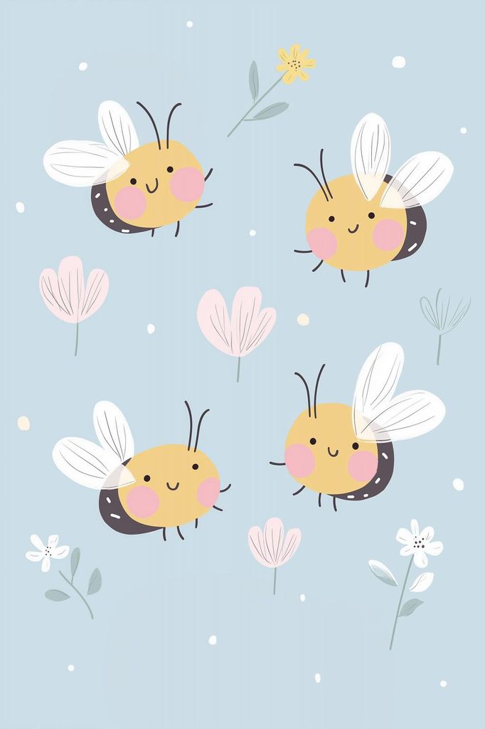 Poster 40x60cm Muster für Kinder, Mädchen und Jungen - Bienen