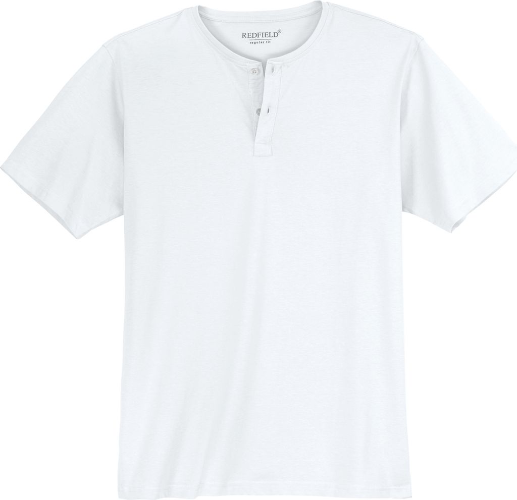Redfield T-Shirt weiß mit Knopfleiste Übergröße