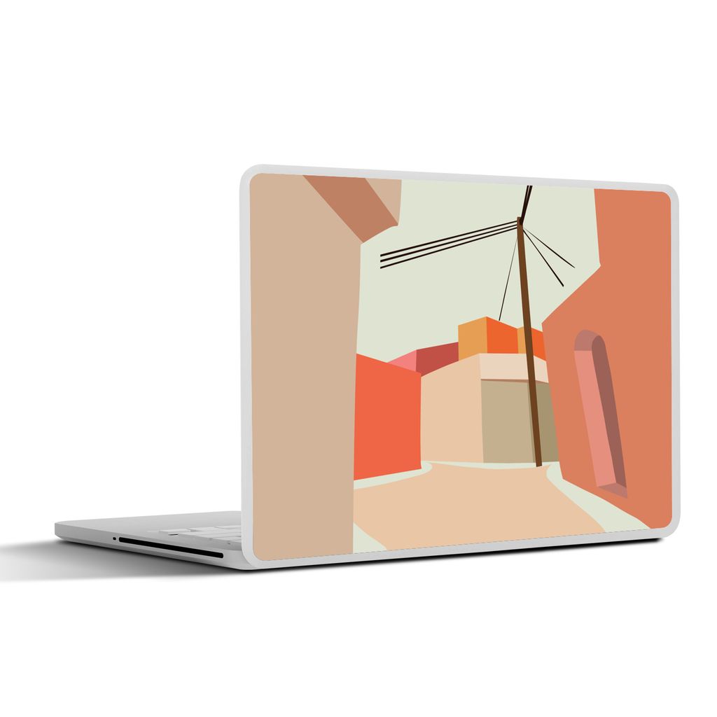 MuchoWow Laptop Aufkleber Sticker Cover Stromkabel - Haus - Sommer - Pastell 40x30 cm - Laptop Dekoration - Selbstklebend
