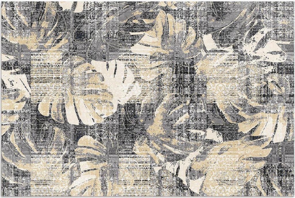 Monstera-Blätter-Motiv, abgenutzte Textur – Vinylteppich – 80x120 cm – Outdoor Teppich – Terrasse – Wetterfest – Modern