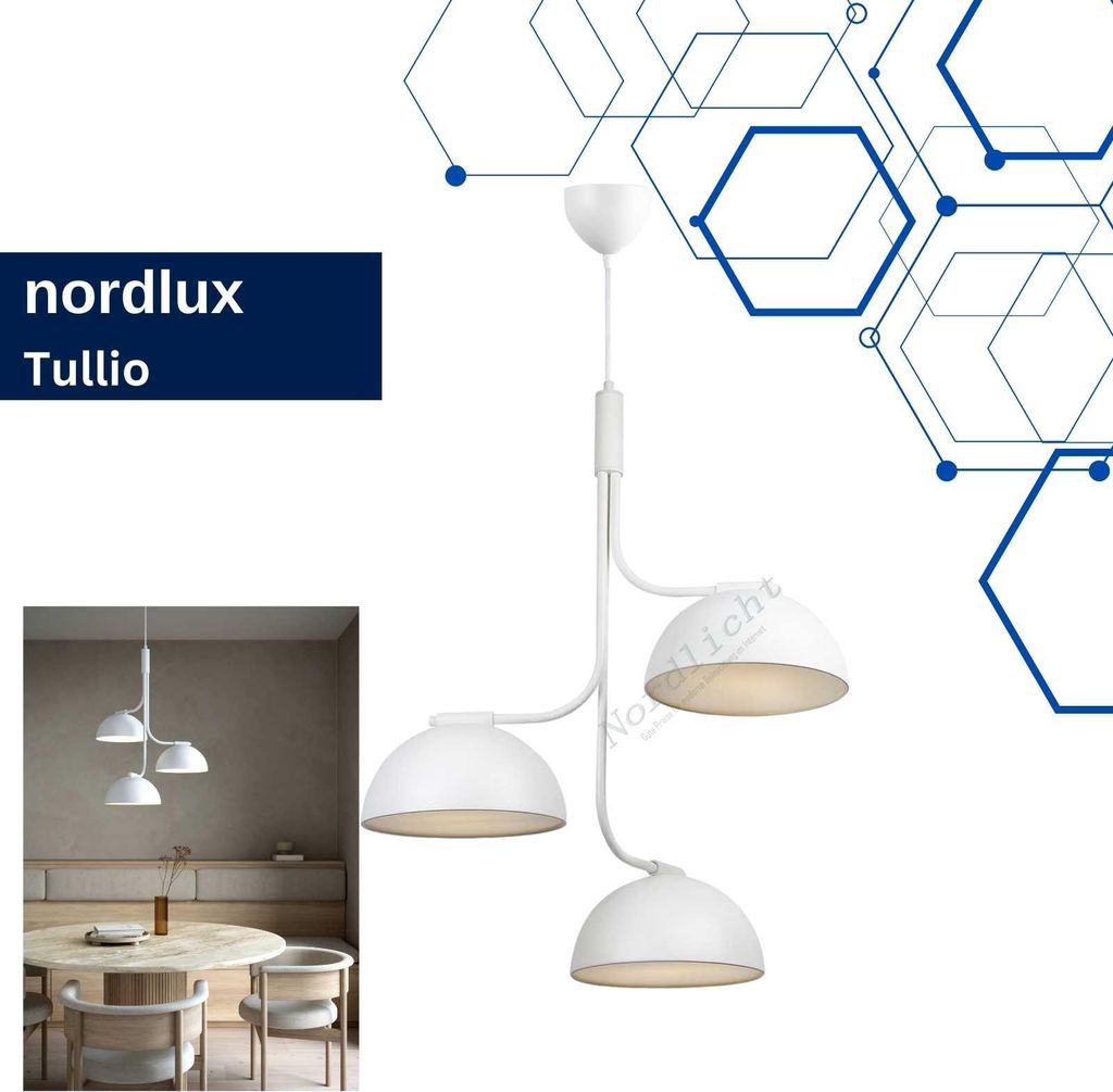 Pendelleuchte Nordlux Tullio 3-flammige Hängelampe Weiß Metall Skandinavisch