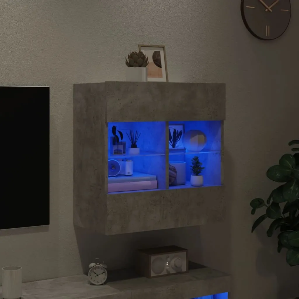 Mobile TV Sospeso Grigio Cemento LED - Ideale per Famiglie e Piccoli Spazi - 4
