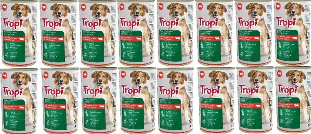 Nourriture pour chiens TROPI bœuf 1250 g : 16 boîtes contre l'anémie