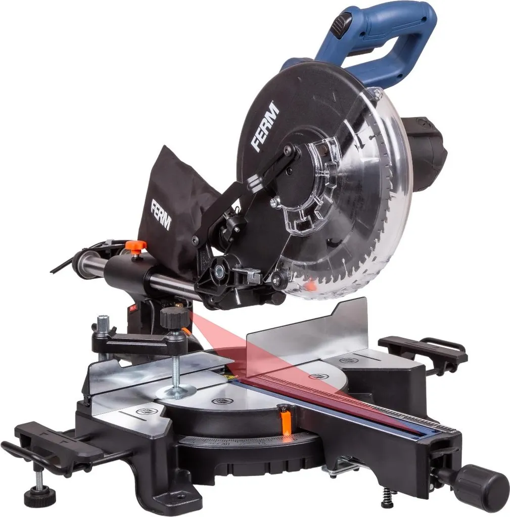 Scie à onglets FERM 1900W avec guide laser et table de découpe extensible