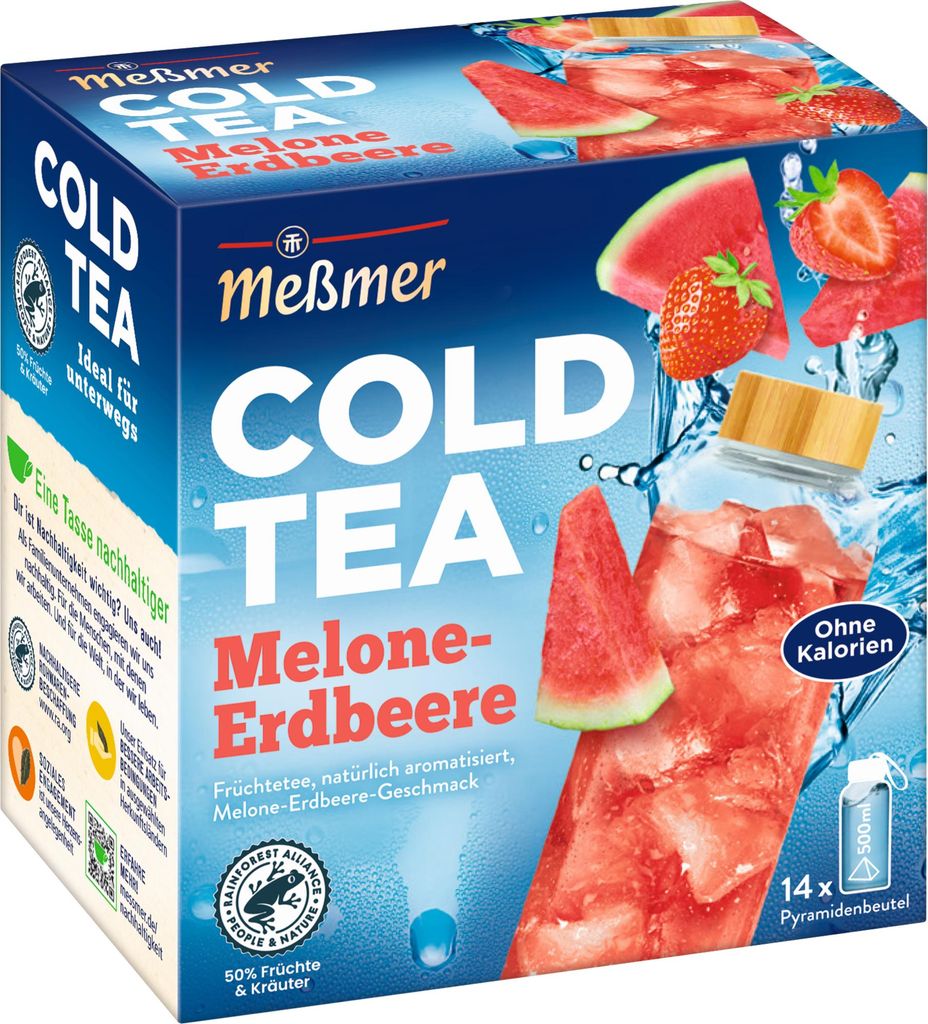 Meßmer Cold Tea fruchtig süße Melone Erdbeere 14 Teebeutel Produktbild 
