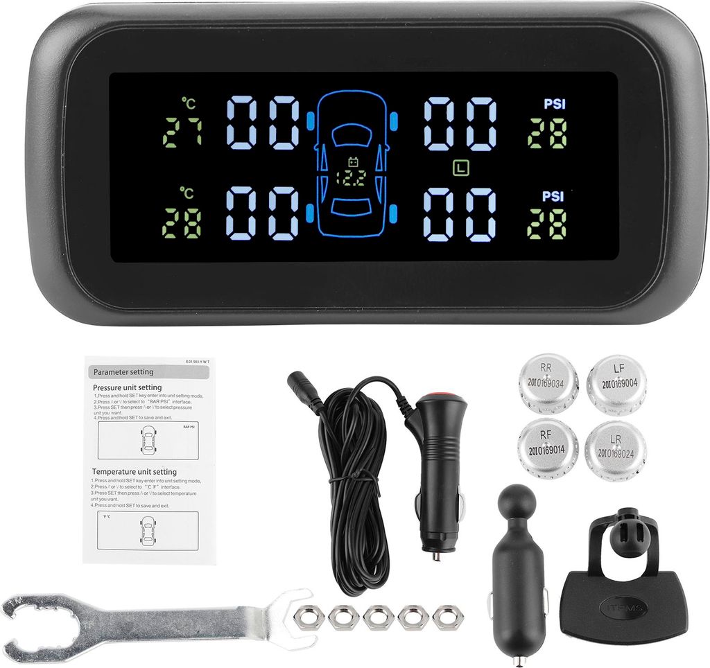 LCD -Display -Monitor -Auto -TPMs mit 4 Sensoren mit 4 Sensoren