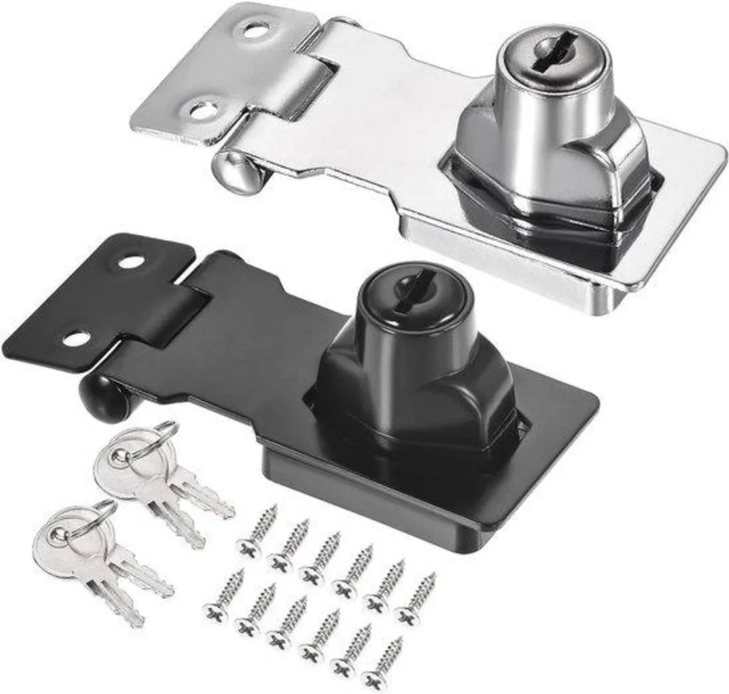 Anti-intrusion : lot de 2 serrures de porte 65 cm en zinc argent et noir