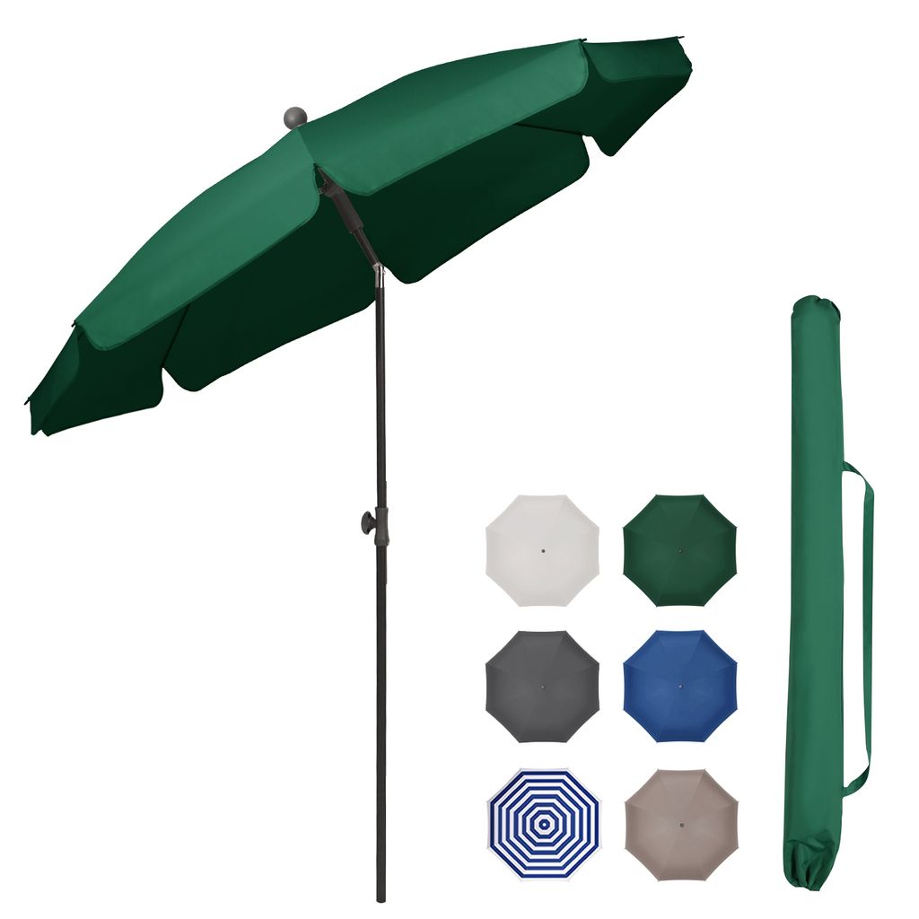 Sekey Sonnenschirme Ø200 cm Balkonschirm Gartenschirm Terrassenschirm mit Schutzhülle Knickbar und Höhe Verstellbar UPF 50+, Grün