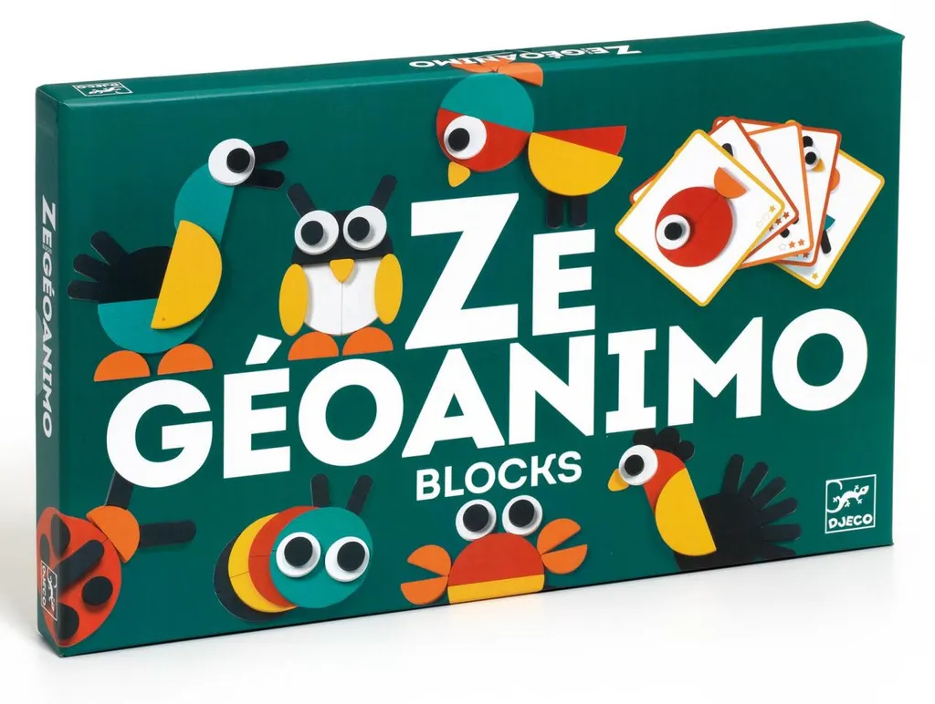 Puzzle construction bois Djeco Ze Geoanimo - Apprendre les formes (DJ06432)