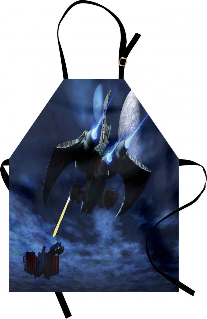 ABAKUHAUS Galaxis Kochschürze, Raumschiff sprengt einen Laserstrahl EIN Feind Alien Ship Galaxy Clash Weltraum Muster, Farbfest Höhenverstellbar ...