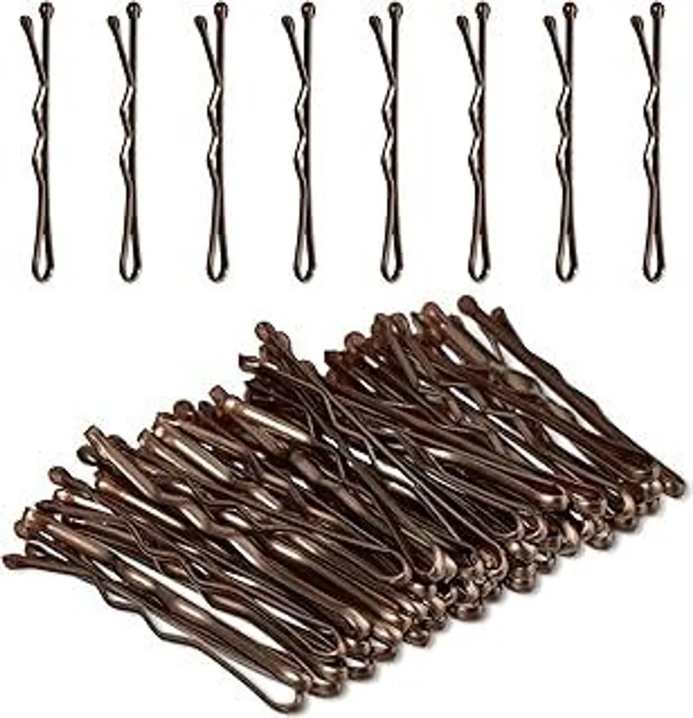 Amabro 50 pezzi mini forcine piccole, 3,5 cm, fermagli per capelli piccoli, forcine ondulate piccole, fermagli per capelli in metallo, fermagli per capelli per donne, ragazze, bambini, chignon, capelli lunghi lisci (marroni)