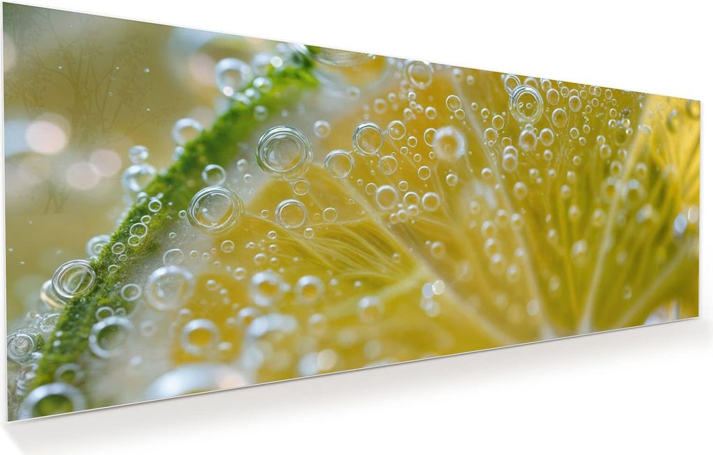 Glasbild 150x60cm in XXL für Wohnzimmer, Schlafzimmer Motiv Zitronenscheibe