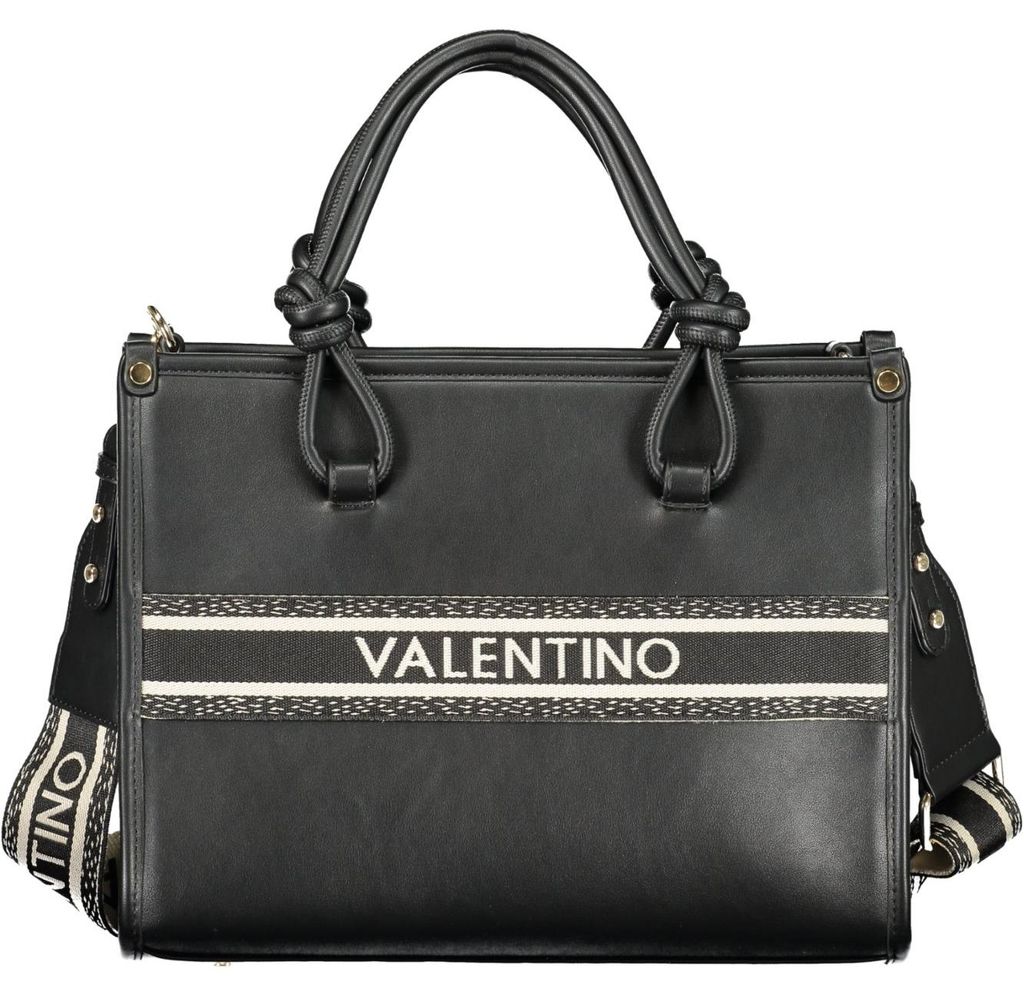 Elegante Schwarze Handtasche mit 2 Henkeln und Schultergurt Produktbild 