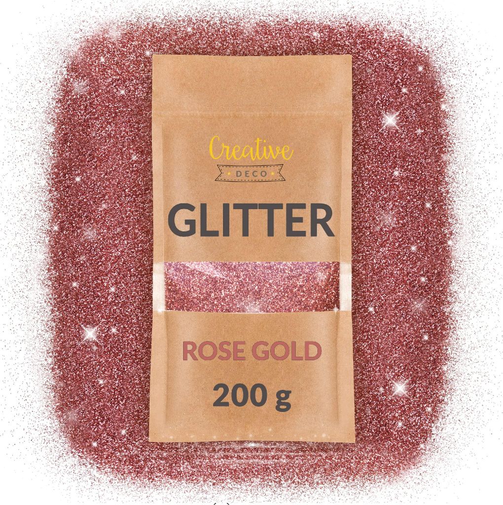 Creative Deco 200g Rose Goud Glitter voor Ambachten, Productafbeelding 