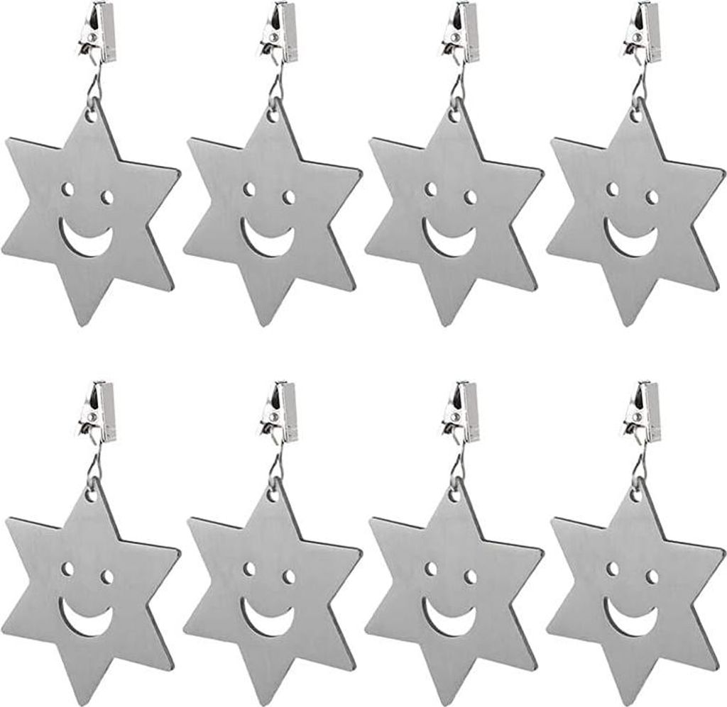 Edelstahl Tischdeckenbeschwerer - Set von 8 Tischdeckenclips für Familienessen und Außendekoration (Sterne)