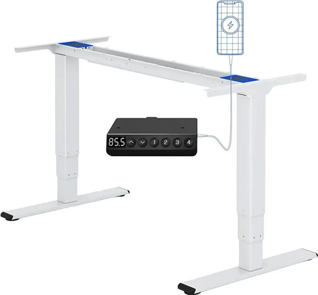 Bureau assis-debout électrique EC5W-Plus-EU blanc réglable 60-125 cm