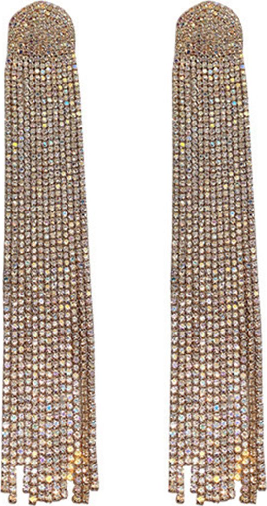 Paar Tropfenohrringe, glänzende lange Quaste, voller Strass, Temperament, funkelndes Ankleidegeschenk, Frauen, baumelnde Ohrringe, Charm-Schmuck, ...