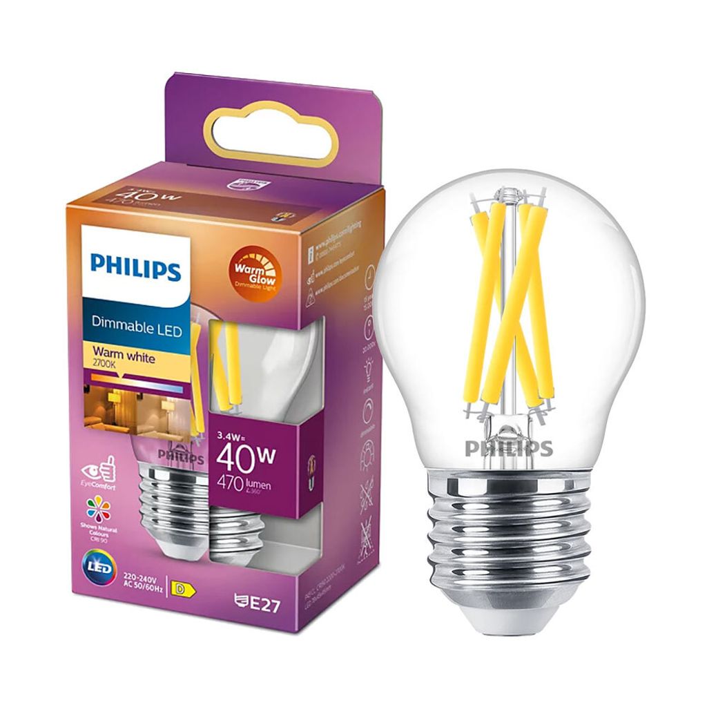 PHILIPS LED Classic E27 WarmGlow Lampe Glühbirne dimmbar klar warmweiß Energiesparen