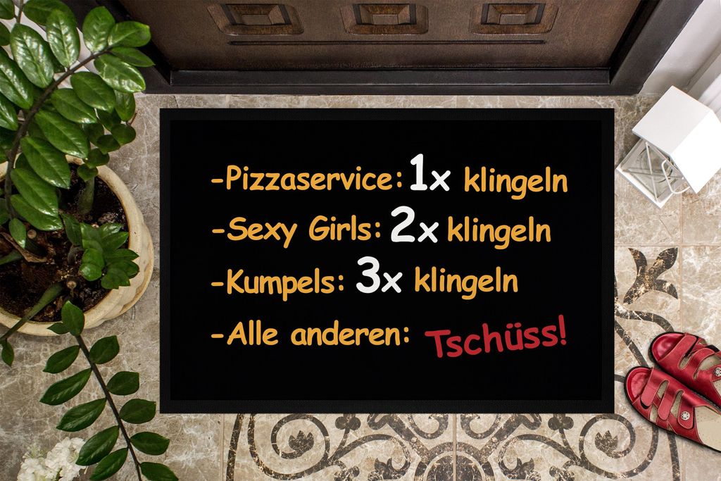 Fußmatte mit Spruch Pizza-Service 1x klingeln Tschüss Produktbild 