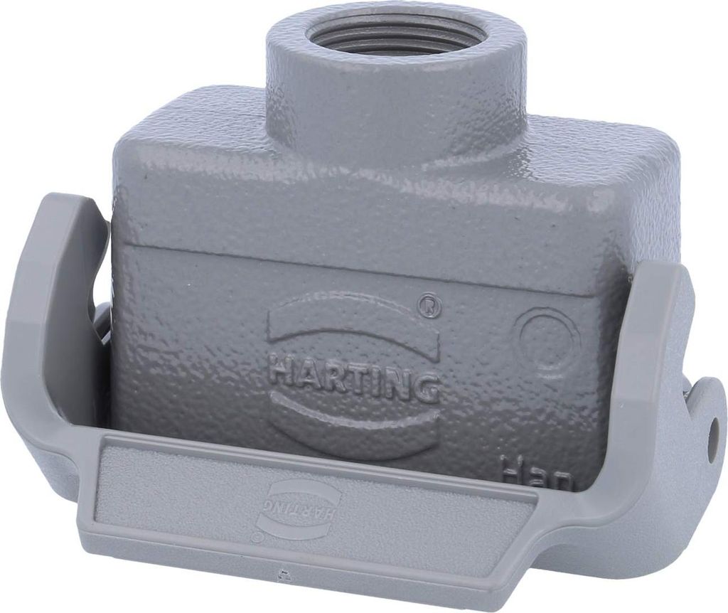 HARTING Han 10A Kupplungsgehäuse niedrig, 1xM20 gerader Kabelabgang, mit 1 Längsbügel Verschraubung M20 Klemmbereich