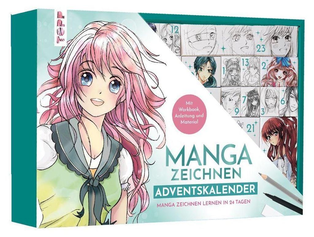 Manga zeichnen Adventskalender - Manga zeichnen lernen in Produktbild 