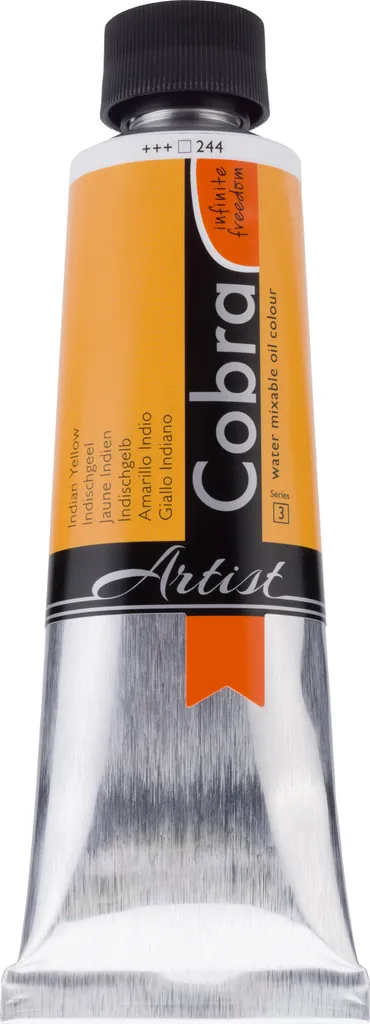 Peinture huile à l'eau Cobra Artist Jaune indien 244 en grand tube 150ml