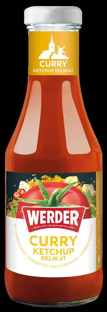 Werder Curry Ketchup Delikat 450 ml Glasflasche Wurst Produktbild 